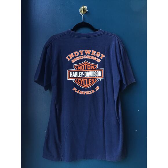 Harley Davidson The One and Only Indywest Plainfield, Indiana Navy Shirt Large - Picture 2 of 2